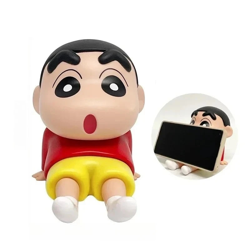 Crayon Shin-Chan Anime Figure Phone Holder Kawaii Desktop Ornaments Phone Support Mini GK Collection Decoration Toys Girls Gifts