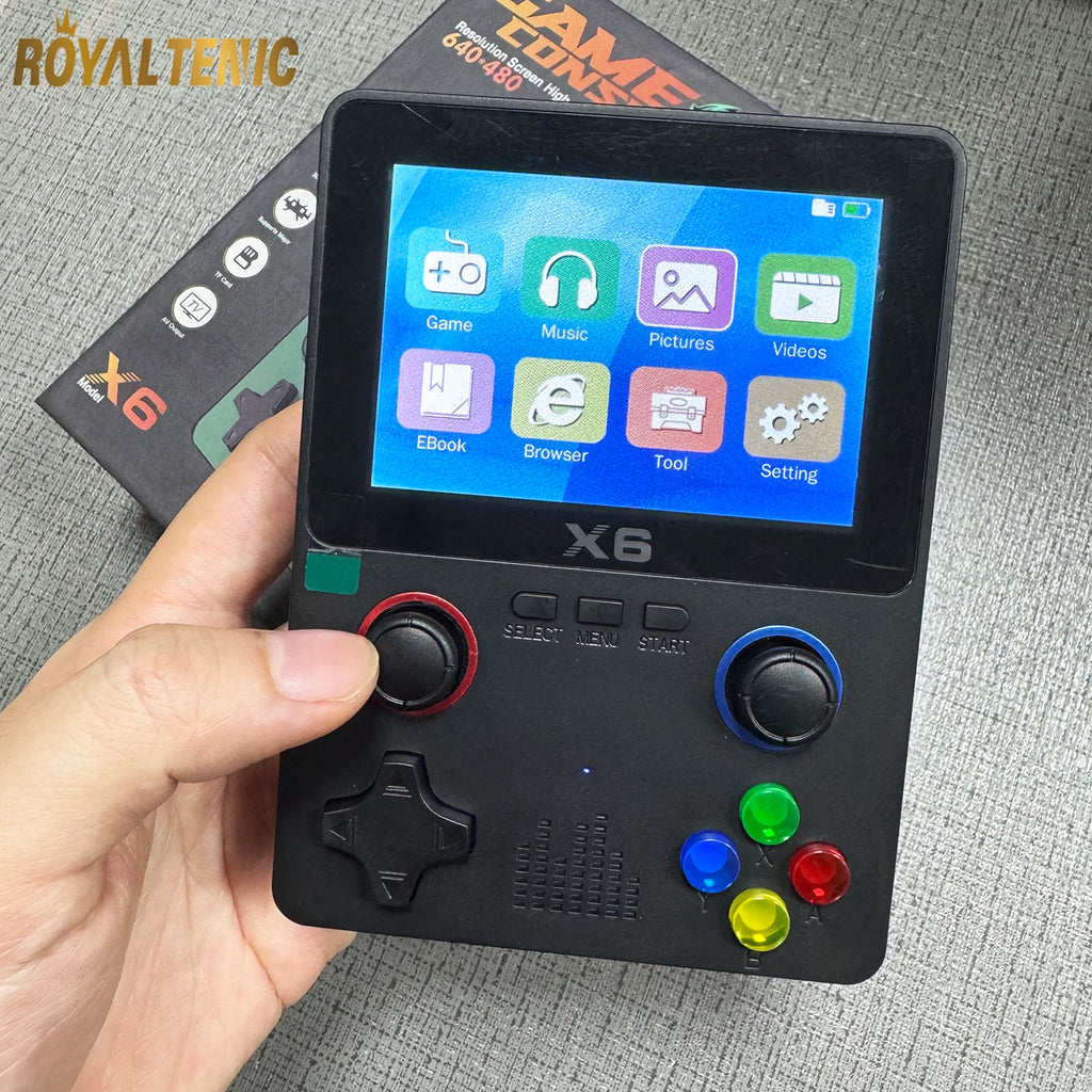 Neuer X6 3,5-Zoll-IPS-Bildschirm Handheld-Spiel-Player Dual-Joystick 11 Simulatoren GBA Videospielkonsole für Kindergeschenke