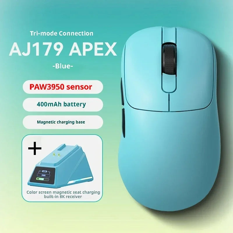 AJAZZ AJ179 Apex Wireless Three-mode Gaming Mouse PAW3395 Sensor 26kPDI Manual Engineering Wired Lightweight Mouse Accessories
