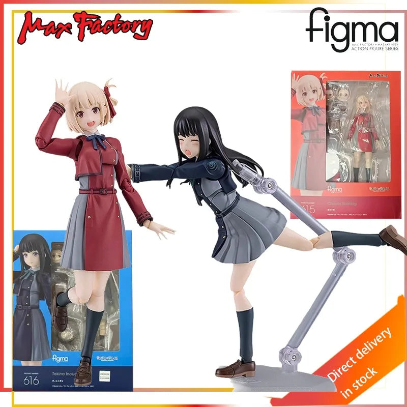 Max Factory Genuine Figma Series Lycoris Recoil Anime Model Toys 615  Nishikigi Chisato 616 Inoue Takina Finished Model Toys