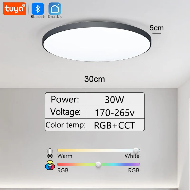 MARPOU RGB Smart Lamp 30W 36W Led Ceiling Light With Tuya APP Dimmable Remote control Ultrathin led lights for room Bedroom