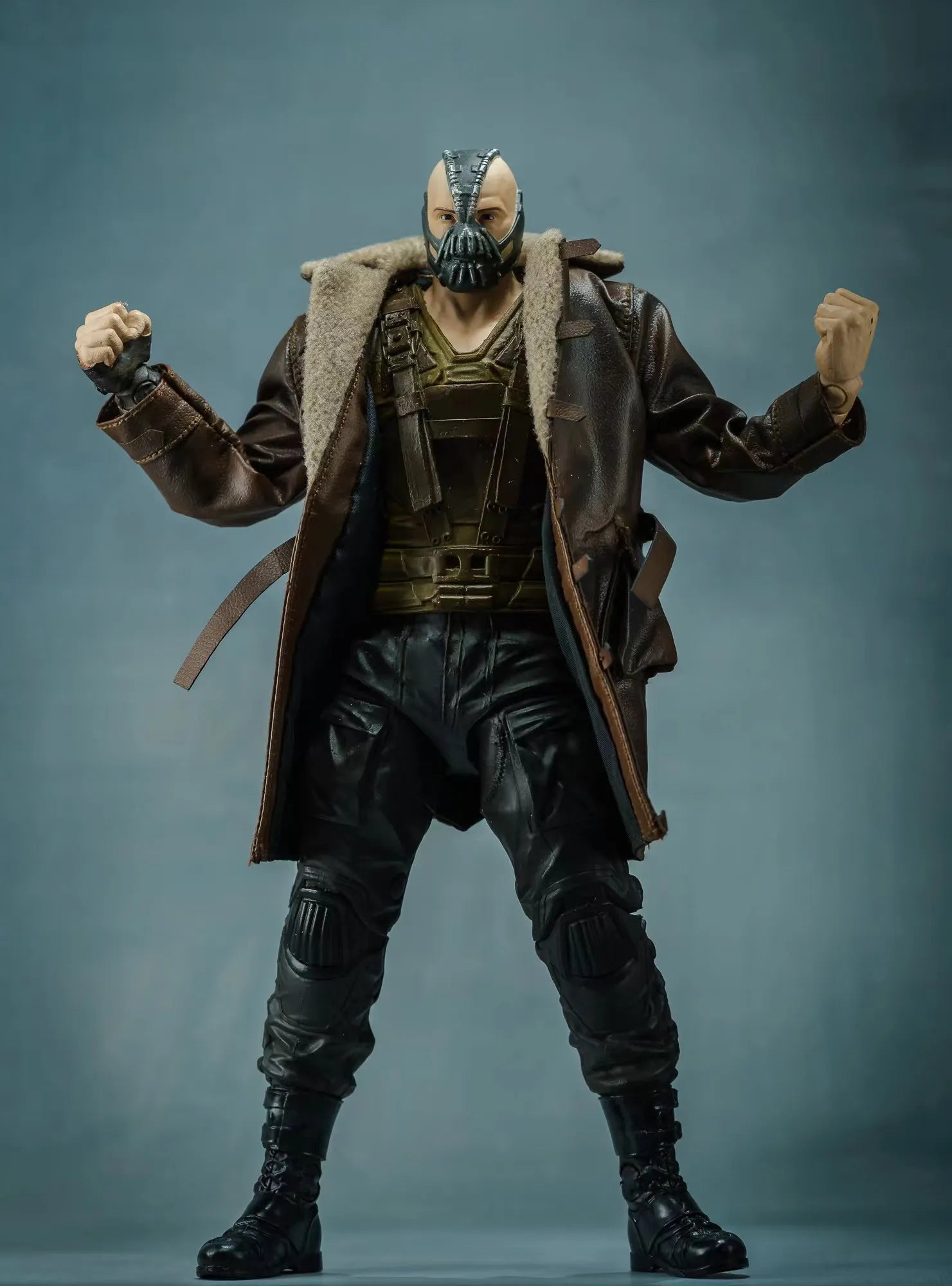 Мъжко кафяво палто с кожена яка от изкуствена кожа, изработено в мащаб 1/10, едно кожено яке с качулка и дълго връхно облекло за 7" Bane 20см C4 екшън фигурка