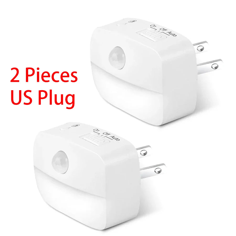 EU US Socket Led Night Light with Motion Sensor AC 85-265V PIR Human Induction Lamp 3 Colors Plug in Wall for Bedroom Hallway