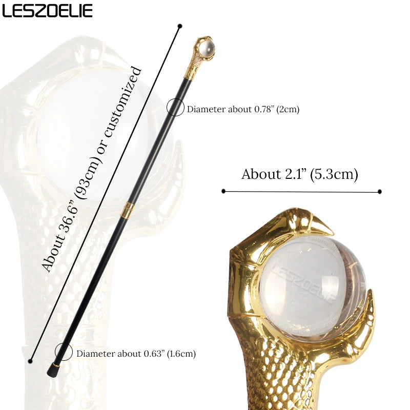 10 Colors Luxury Gold Dragon Claw Crystal Ball Walking Stick Men Fashion Party Walking Canes Women Elegant Vintage Walking Stick
