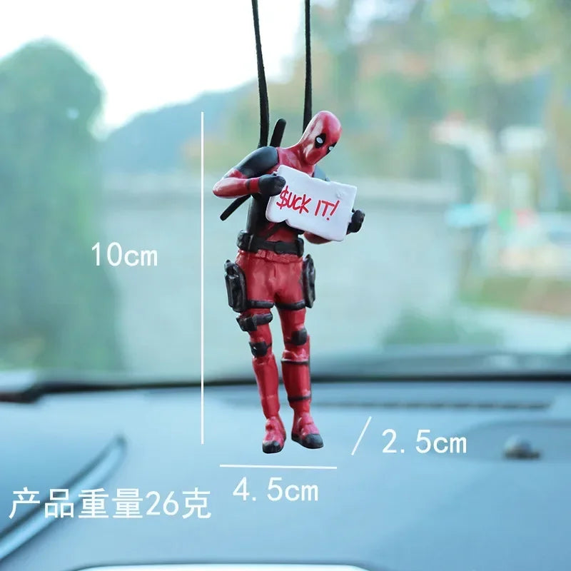 Cartoon Deadpool Car Rearview Mirror Pendant Read A Book SUCK IT Action Figure Car Pendant Interior Decor Accessories Model Toys