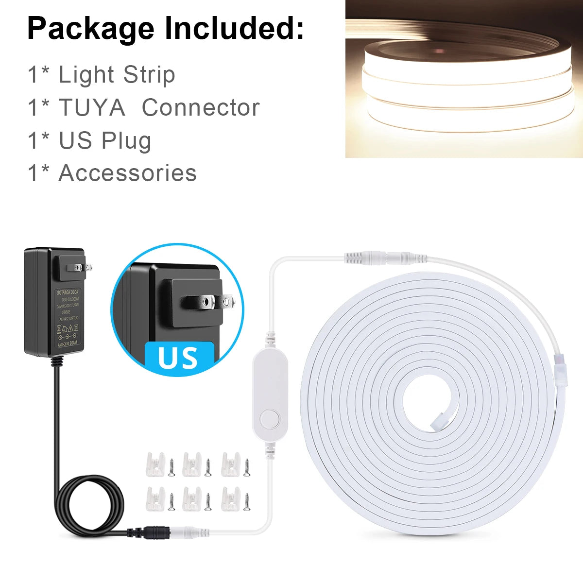 Tuya Smart WiFi APP DC 24V COB Light LED Strip Neon Silica Gel Tape Backlight DIY Home Decoration work with Alexa Google Home