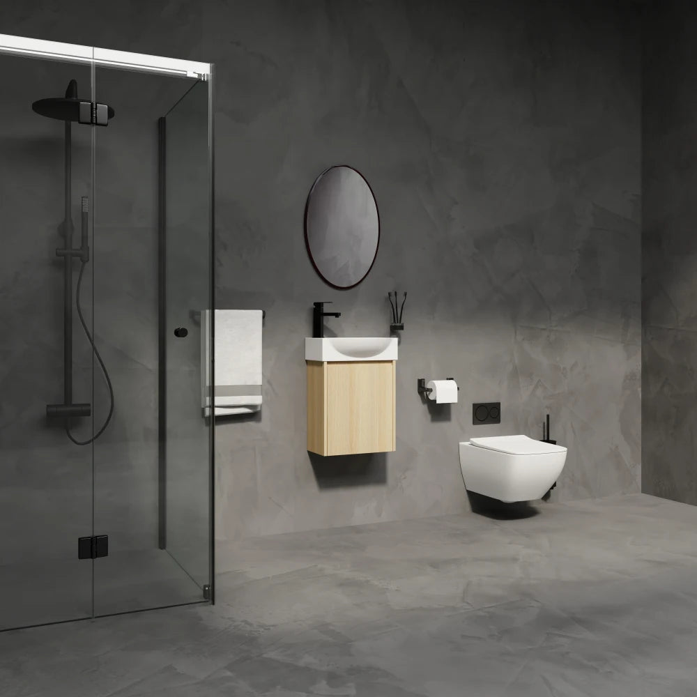16 "Bathroom Vanity Sink Combo for Small Space, Modern Small Bathroom Vanity with Ceramic Sink, Small Bathroom Sink Cabinet Set