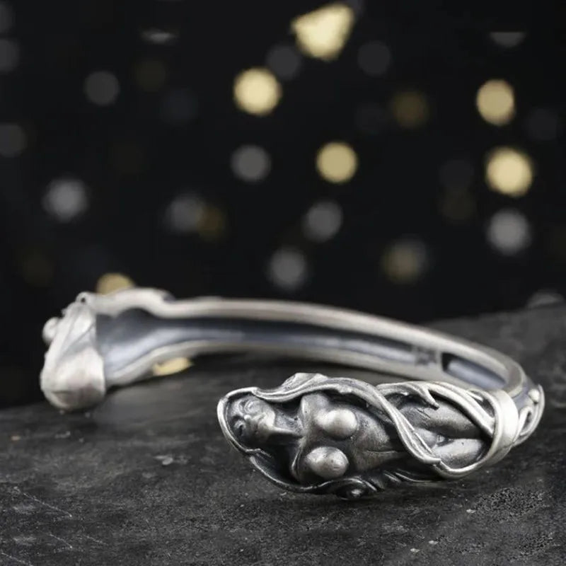 Bracelet Bangle Pure 925 Sterling Silver Naked Female Goddess Luxury Brand Fine Jewelry Man Woman 2025 Valentine's Day Gift B6