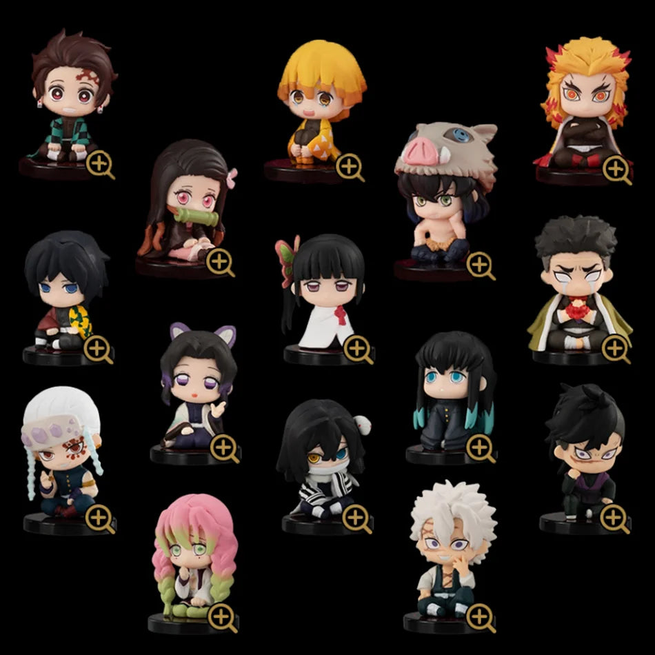 Demon Slayer Figure Toy Anime Kimetsu No Yaiba Q Version Sitting Tanjiro Nidouzi Inosuke Zenizu PVC Figurine Model Doll Gifts