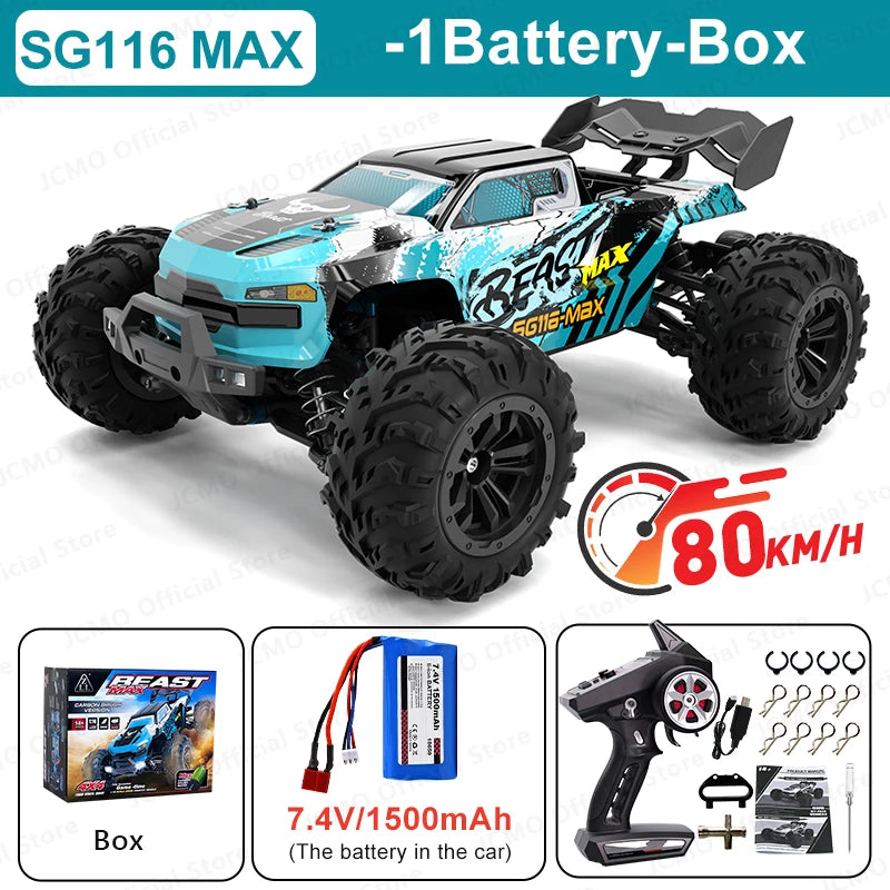 SG116MAX 80KM/H Високоскоростна RC кола Безчеткова 4WD Офроуд Дрифт Кола с дистанционно управление 1:16 Професионални състезателни коли SG116PRO 40KM/H