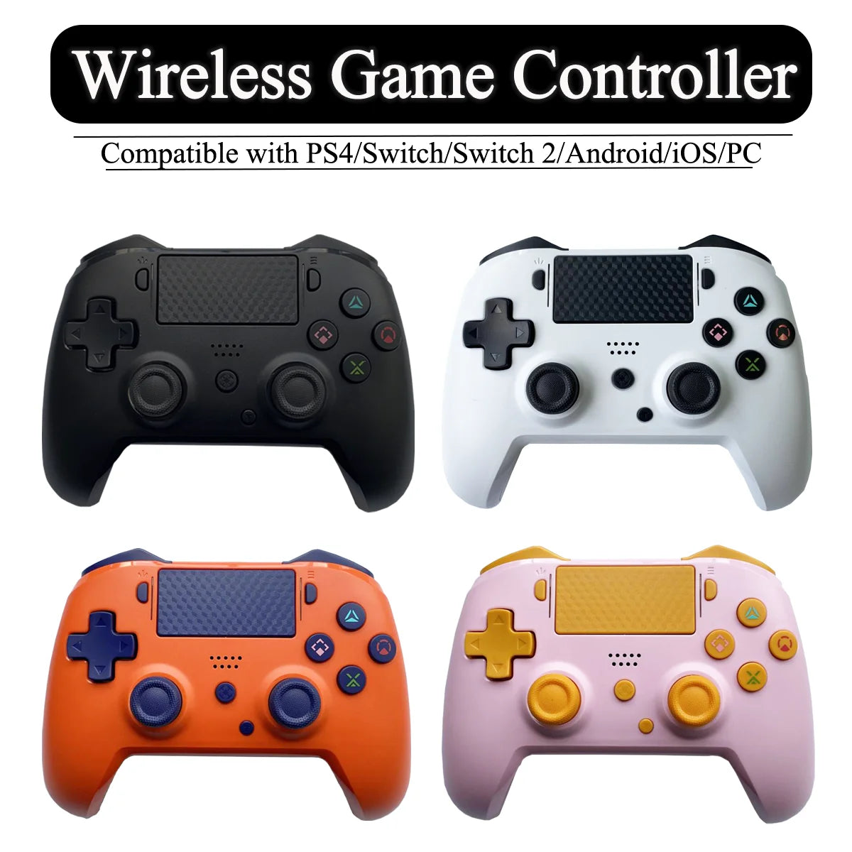 For PS4/Switch2/Switch Wireless Gaming Controller Bluetooth Gamepad with RGB Light for Android/iOS/PC 6-Axis Gyro Newest