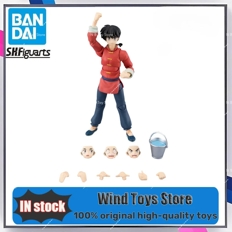 Original BANDAI S.H.Figuarts Saotome Ranma Shampoo Action Figures Toy Collection PVC Models Anime Ranma Nibun-no-Ichi Statuette