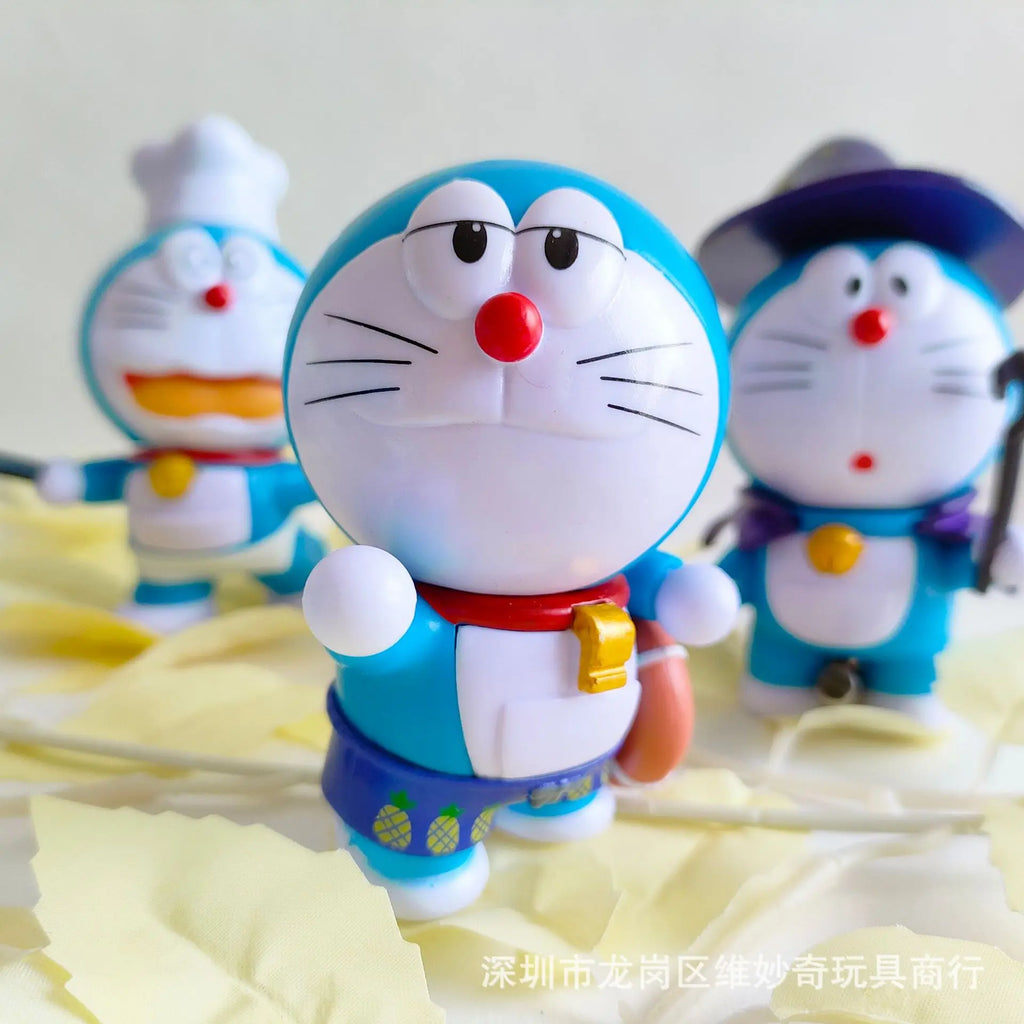 1Set Doraemon Anime Character Nobita Shizuka Action Figure Hand-made Cake Decor Car Ornament Model Doll Toys Kids Birthday Gift