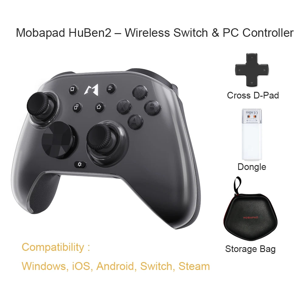 MOBAPAD HuBen2 Mechanical Controller for Nintendo Switch1/2 Wireless PC Gamepad for Android iOS Steam Windows 10/11 Joysticks