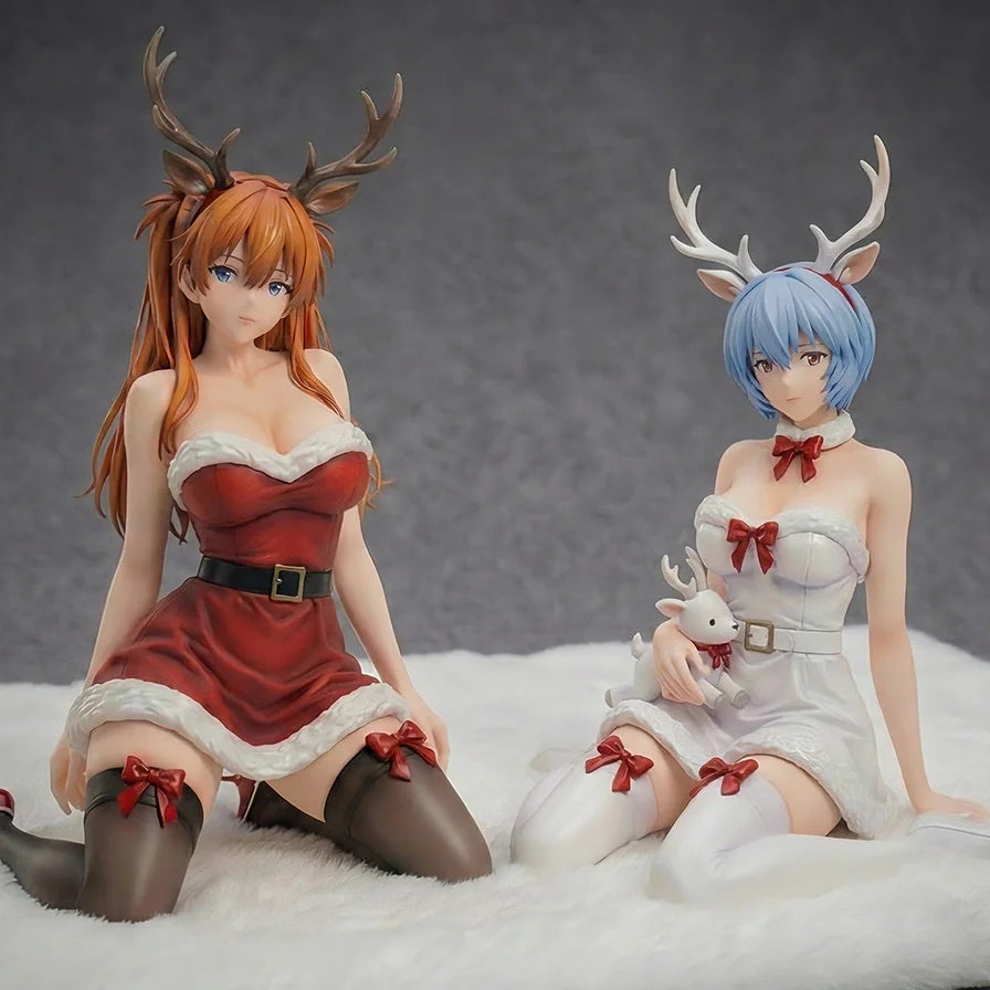 Asuka Langley Rei Ayanami Neon Genesis Evangelion Christmas Figure Set - 23cm Movable PVC Collectible Model Toys Gifts for Fans