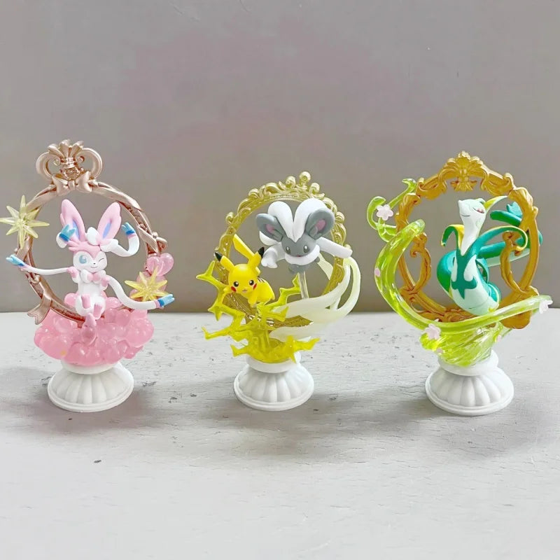 Re-Ment Pokemon Figures Decorative Frame Collection Alolan Ninetales Ceruledge Serperior Pikachu Suicune Sylveon PVC Model Toys