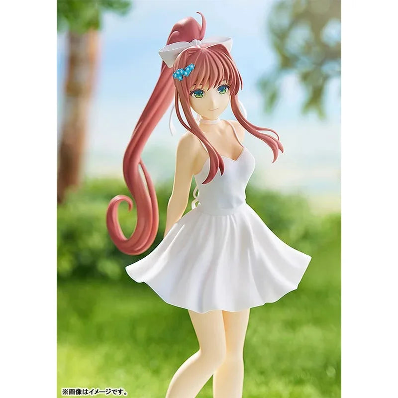 Original Good Smile POP UP PARADE Doki Doki Literature Club! Monika White Dress Ver. Figure Anime Action Model Toys Gift