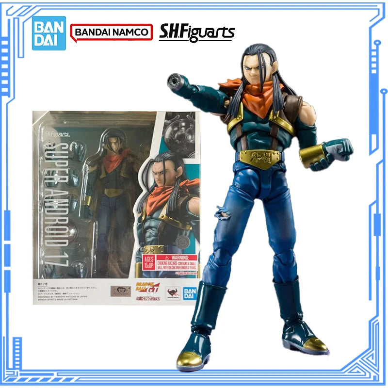 Bandai Original Dragon Ball GT Modellbausatz Anime Figuren SHF Super Android 17 Actionfiguren-Sammlung Modell für Kinderspielzeug Geschenke
