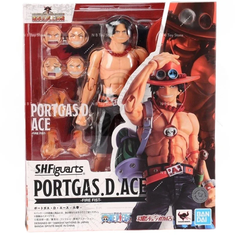 In Stock Bandai Shf Pirates of One Piece Portkaras Ace Fire Fist Top War Joint Genuine Figures in Motion