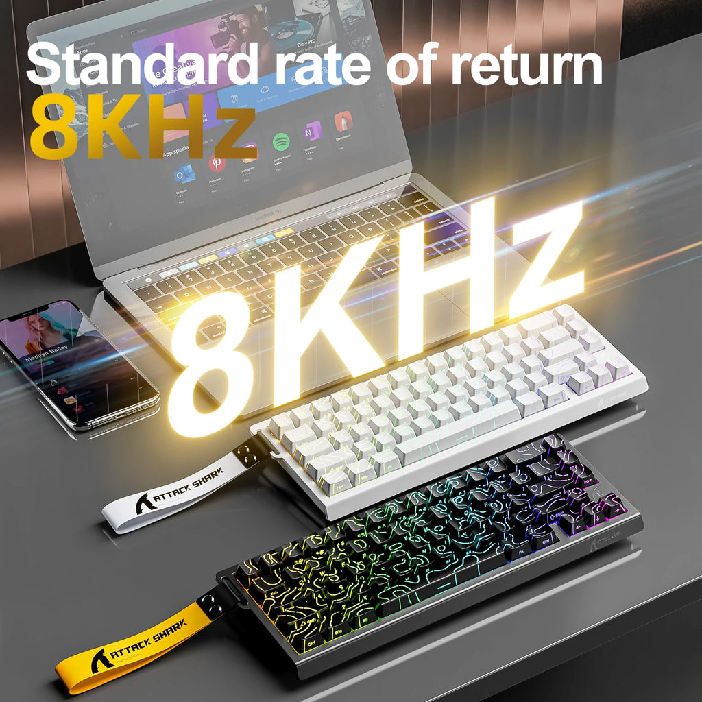 ATTACK SHARK X68HE Magnetic Keyboard Red Wired Mechanical for Pro Gaming 0.01mm Rapid Trigg 8000Hz SOCD/Rs 0.125ms 128K Rate