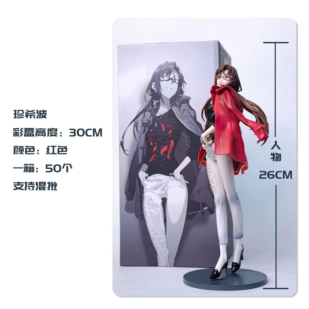 Anime EVANGELION Mari Makinami Illustrious Figure Fashion Dress Up Red Jeans Model Ayanami Rei Toy Gift Collection PVC 27CM