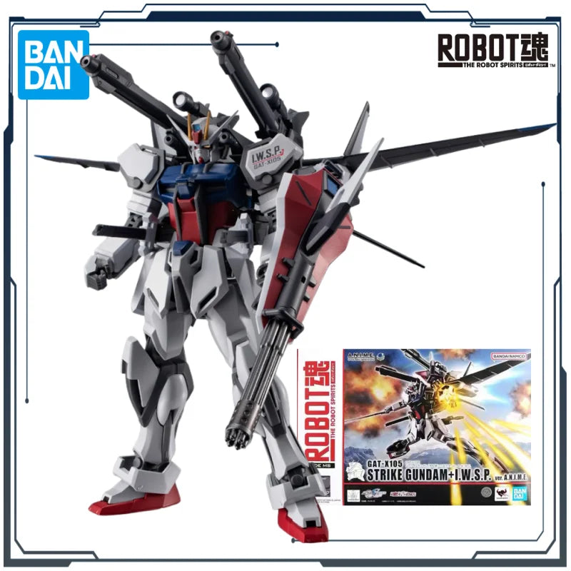 BANDAI Original ROBOT SPIRITS ＜SIDE MS＞GAT-X105 STRIKE GUNDAM＋I.W.S.P. Ver. A.N.I.M.E.Mech Product Figure Toy for Boy Gift