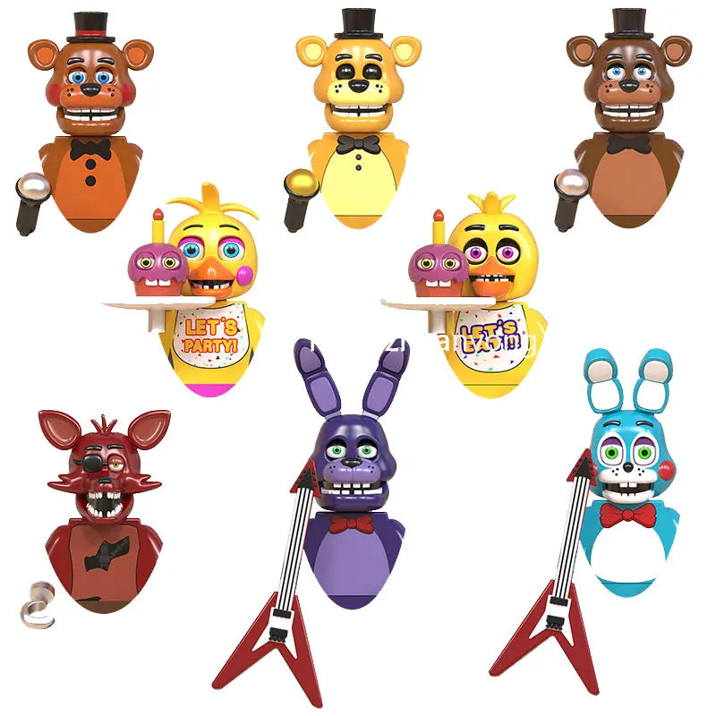 FNAF Five Nights Freddyed Building Blocks bricks Nightmare In Stock Chica Animals Bear Fox Duck Rabbit Model PVC Action Figure