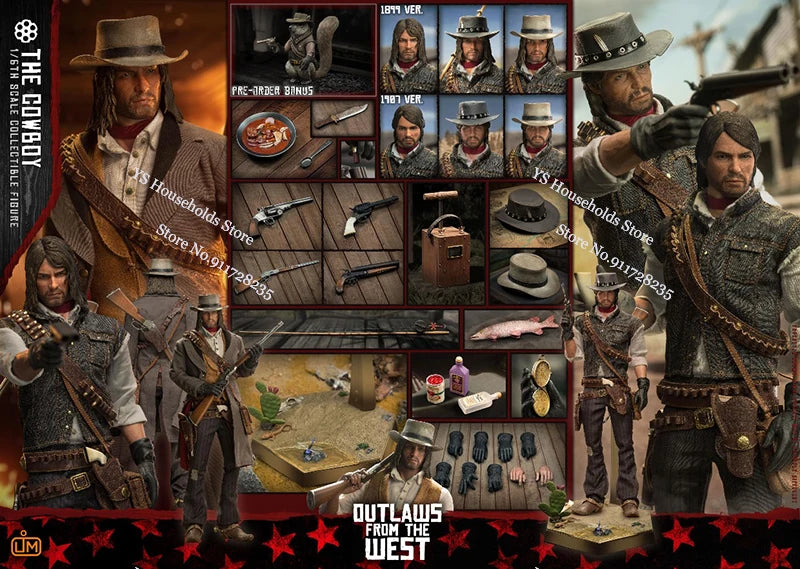 LIMTOYS LIM011 1/6 Movable Cowboy John Action Figure Classic Movie Outlaws From The West Simulation 12" Full Set Soldier Model