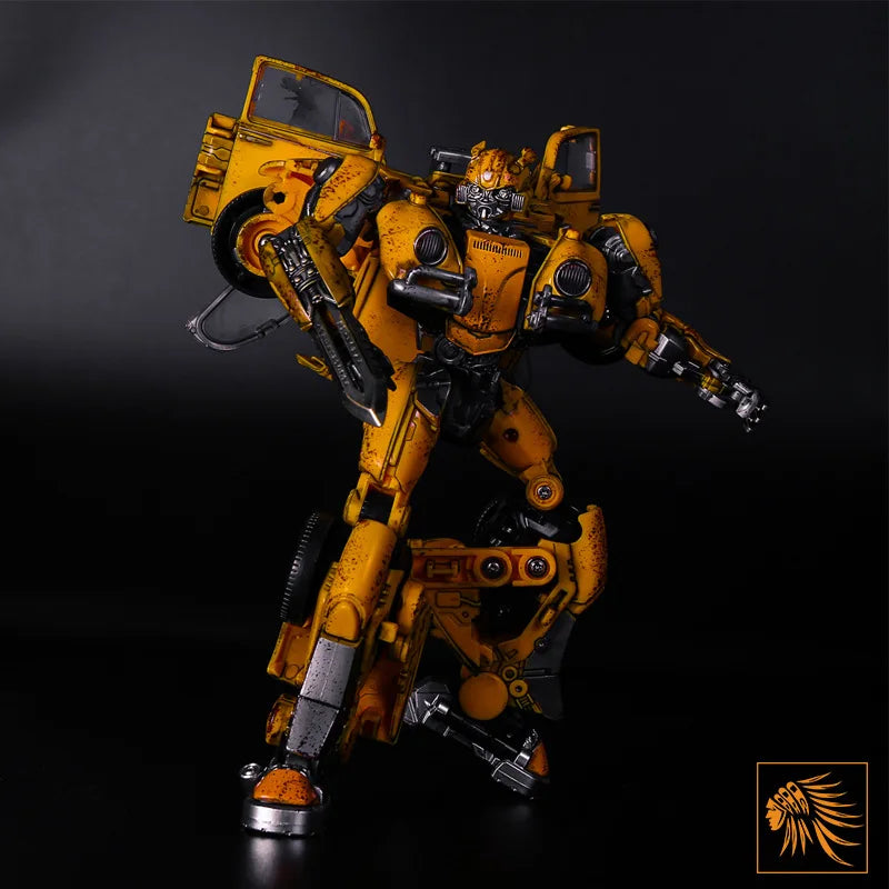 Transformable Robot 21cm Bumblebee Alloy Painted Action Figure Collectible Toy Battle Damaged Car Model Desk Ornament Boy Gift