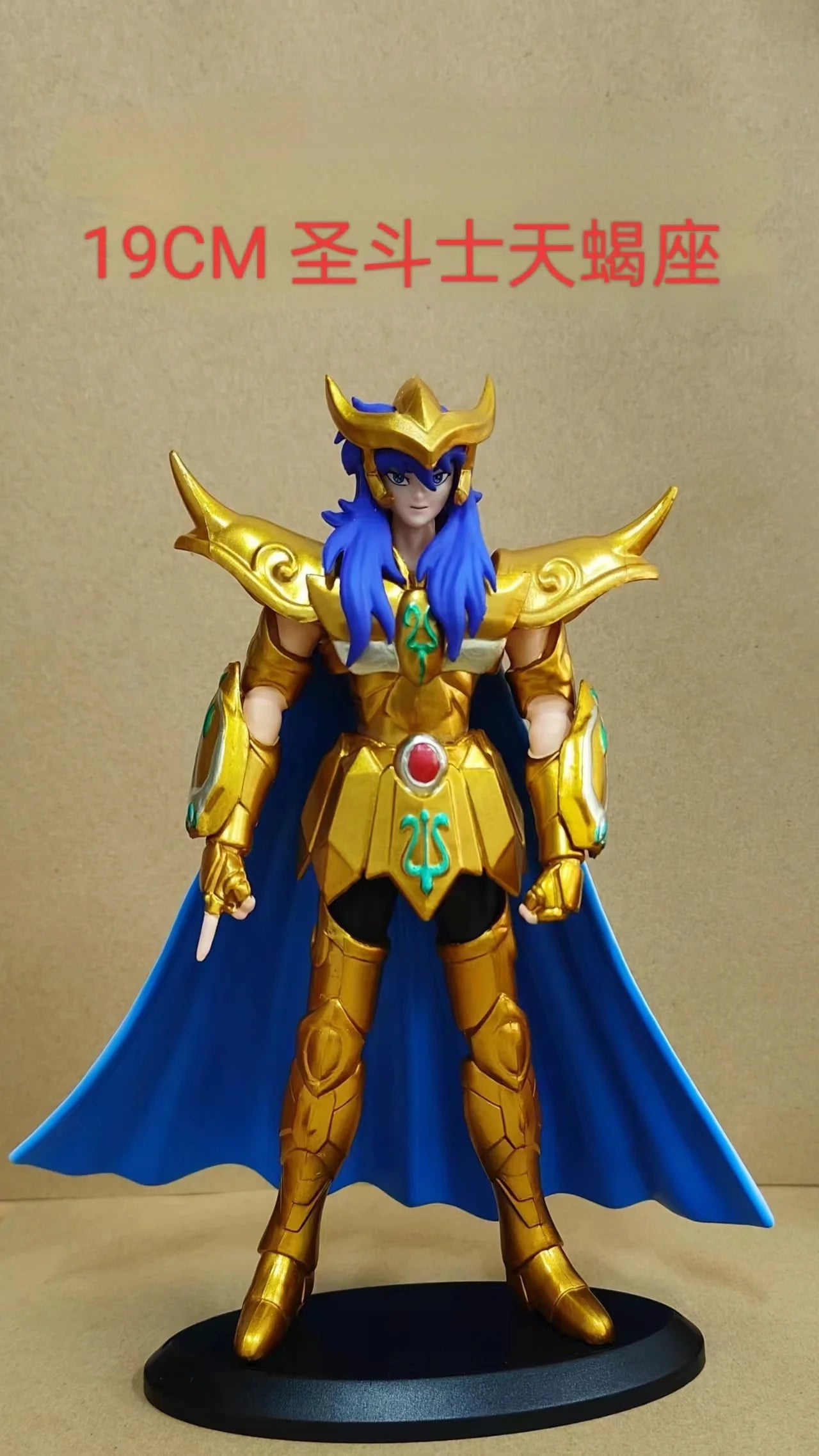 19CM Аниме Saint seiya Златна фигурка на Saint Овен Риби Козирог Водолей Поставка Анимационен модел Играчки Подаръци Колекция Декорация
