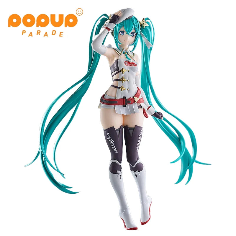 Original POP UP PARADE Hatsune Miku Racing Miku 2023 Ver GSC Genuine Anime Figure Model Doll Statuette Ornament Birthday Gift