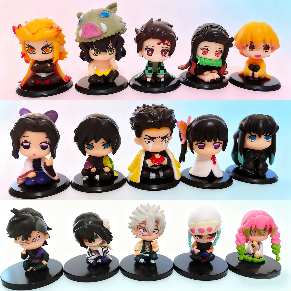 Hot Q Version Demon Slayer Sitting Ghost Doll Tanjiro Nidouzi Inosuke Zenizu Figure Action Figure Movie Model Toys Doll
