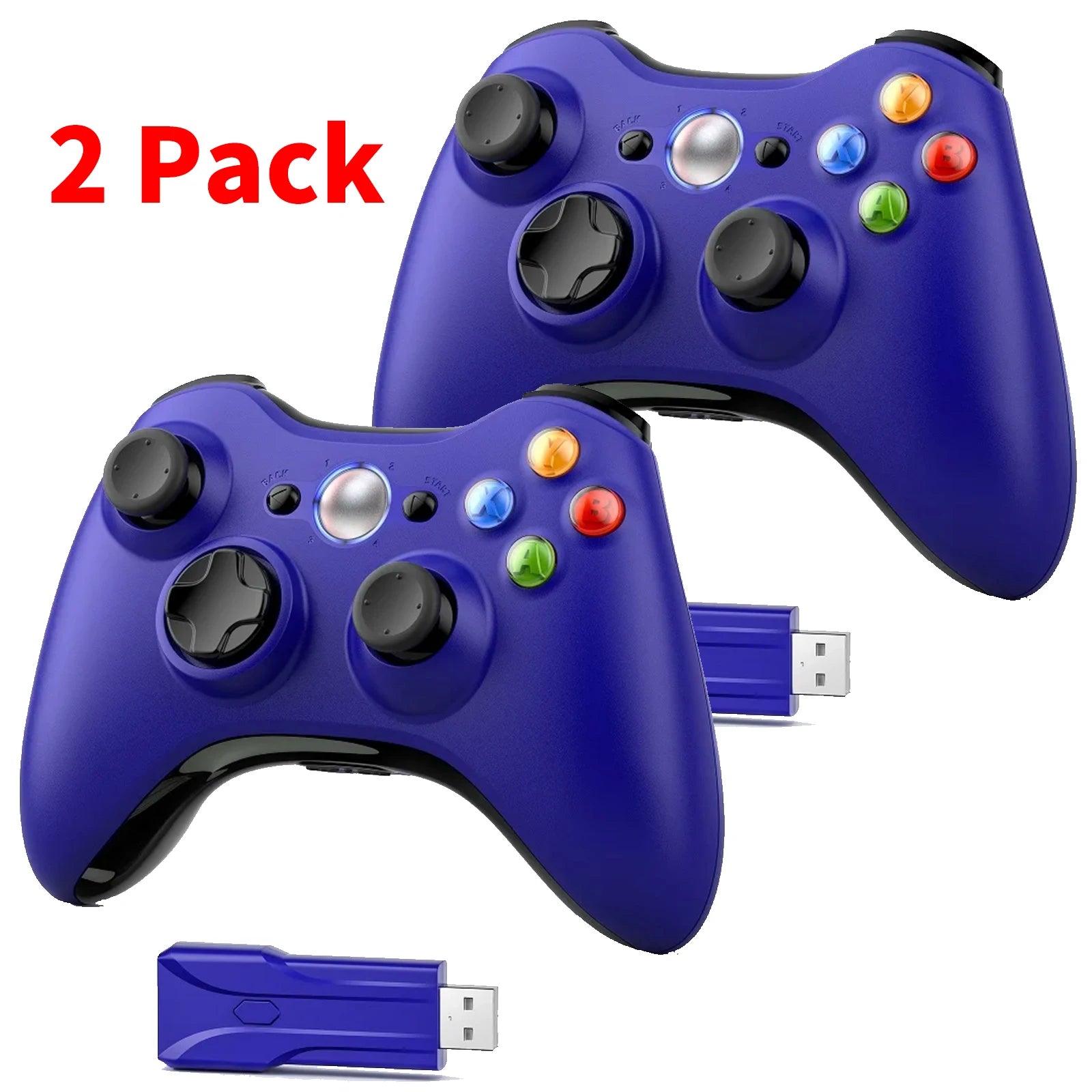 2 Pack Controller For Xbox 360/Slim/PC/Winodow 7/8/10 Wireless Gamepad Gaming Joystick 6-axis Dual Vibration Video Game Rocker