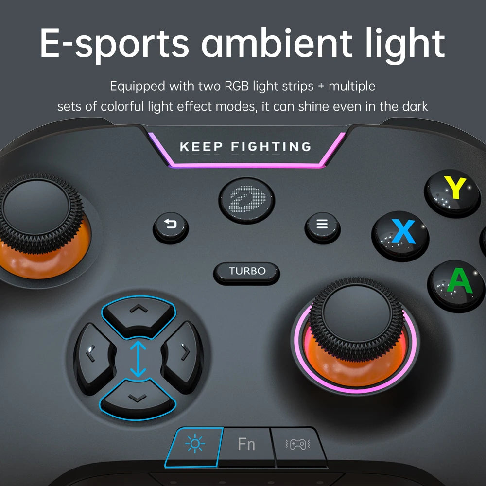 DAREU Tri-mode Gamepad RGB Bluetooth Wireless 2.4G E-sports Joystick Gaming Controller Macro Back Button for Android PC TV Games