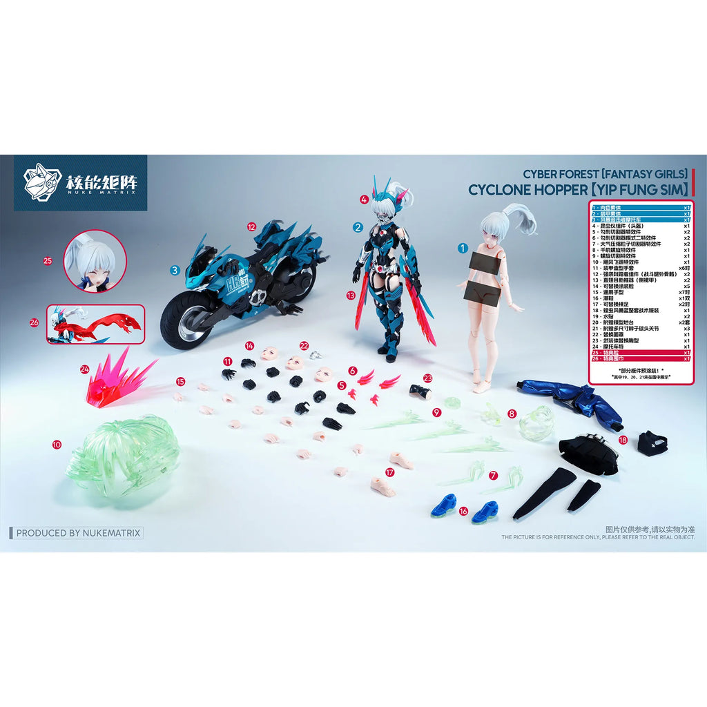 Nuke Matrix Original CYBER FOREST FANTASY GIRLS CYCLONE HOPPER YIP FUNG SIM Assemble Toy for Boys Girls Gift Collectible Model