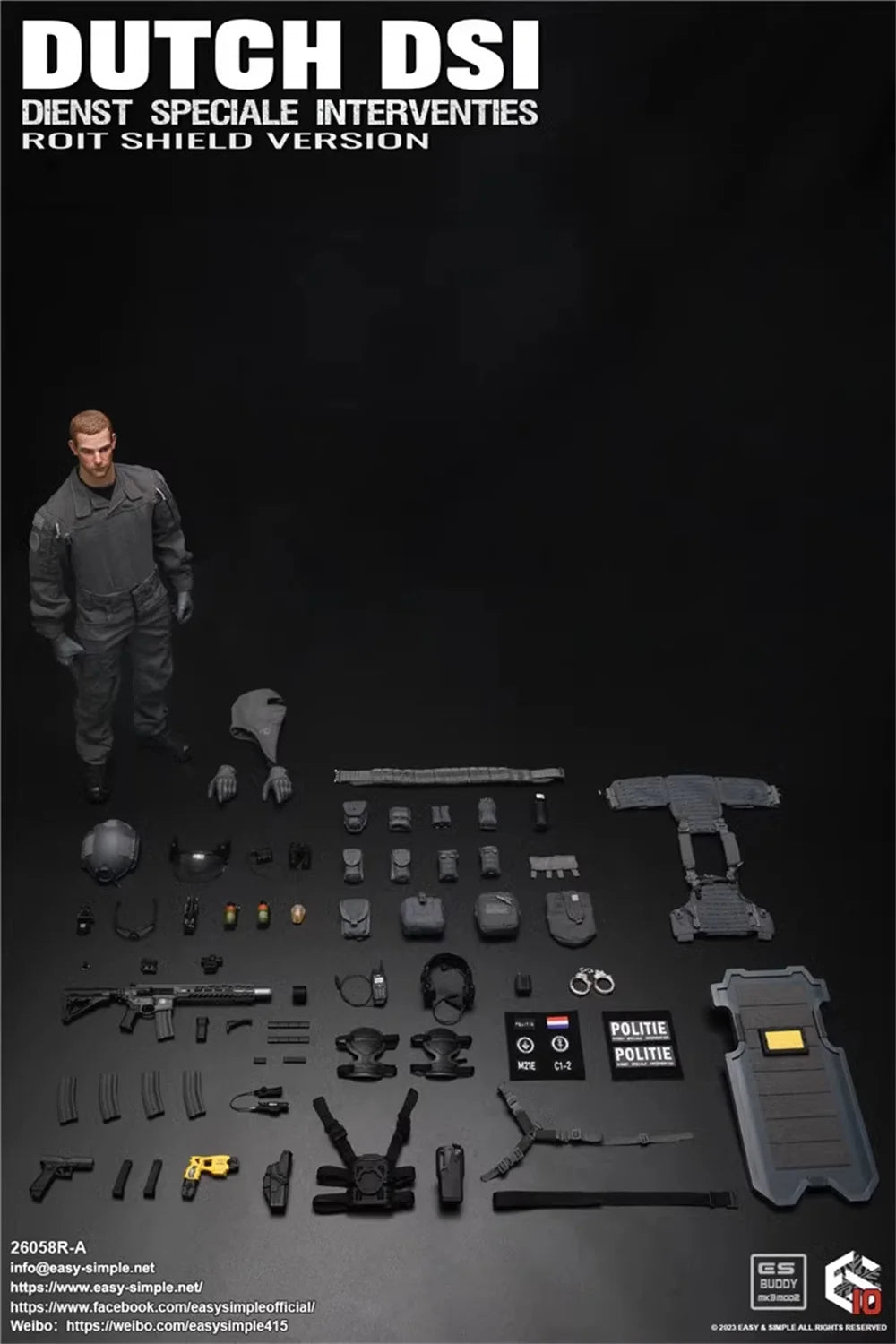 1/6 Easy&Simple ES 26058R Dutch Dienst Speciale Interventies Riot Shield Version A Full Set Action Figure Model Gift For Fans