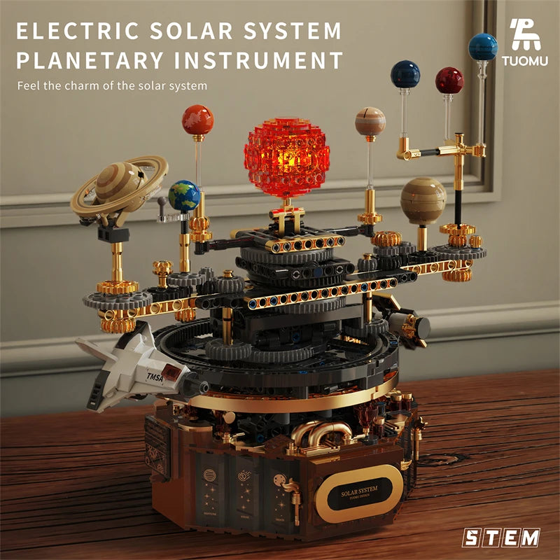 Elektrisches Solarsystem Modellbausteine ​​Weltraumforschung Lernausrüstung Montagespielzeug drehbares Geschenk für Kinderschüler