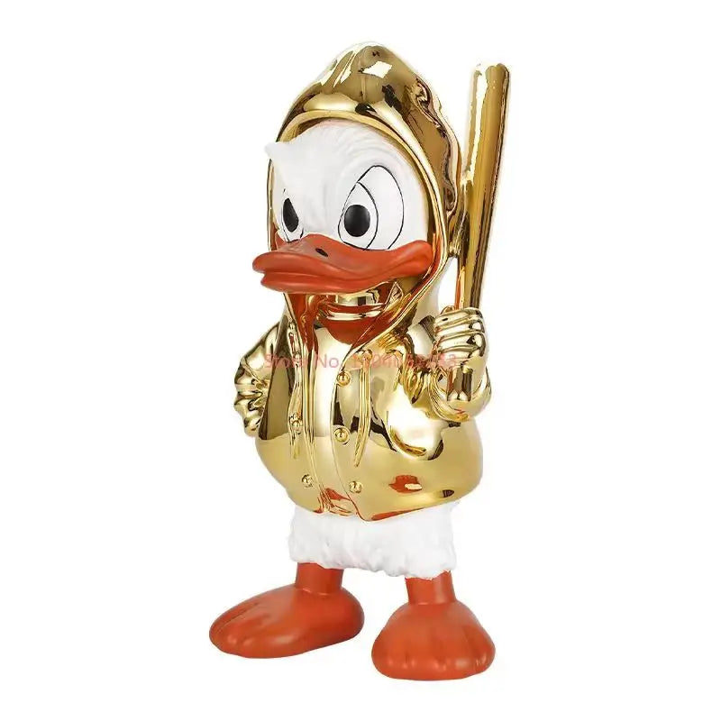 Disney New Donald Duck Statue Electroplate Punk Cartoon Donald Duck Resin Model Sculpture Desktop Ornaments Home Decor Gifts