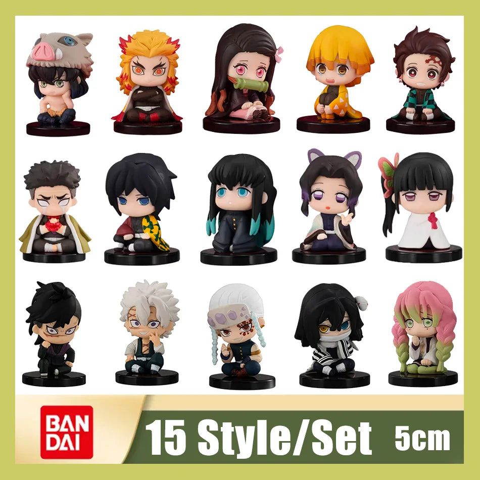 5 Style/Set Q Version Demon Slayer Sitting Ghost Doll Tanjiro Nidouzi Inosuke Zenizu Figure Action Figure Movie Model Toys Doll