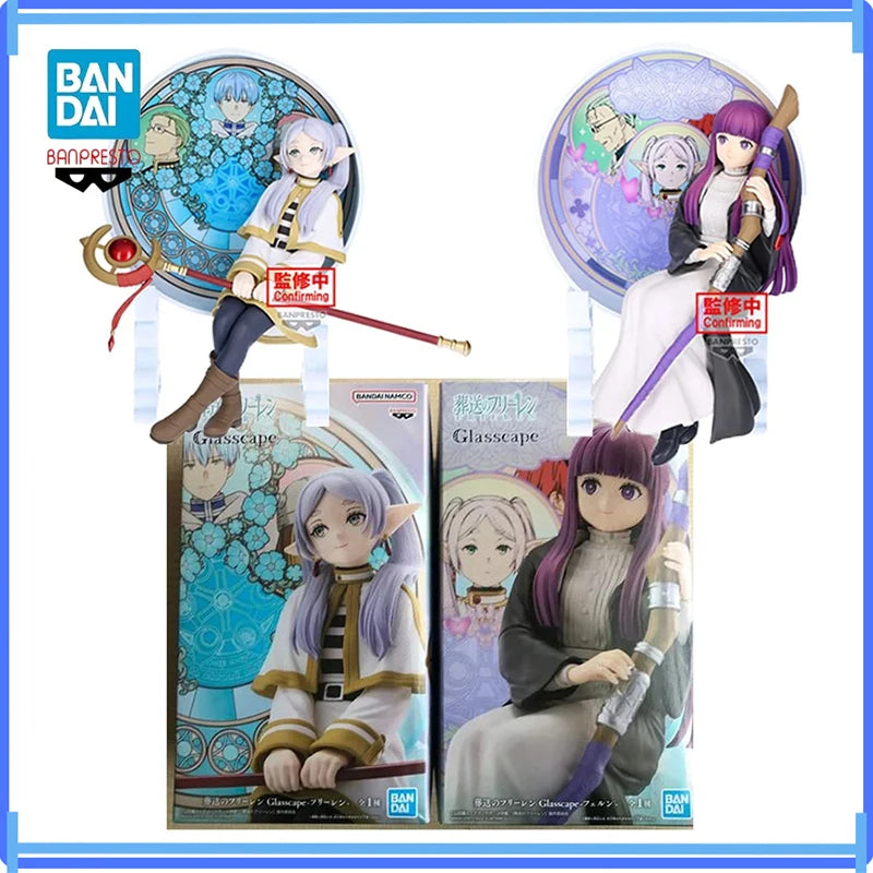 Bandai In Stock Banpresto Frieren: Beyond Journey's End Glasscape Frieren Fern 15Cm Anime Action Figures Model Boxed Toy Gifts