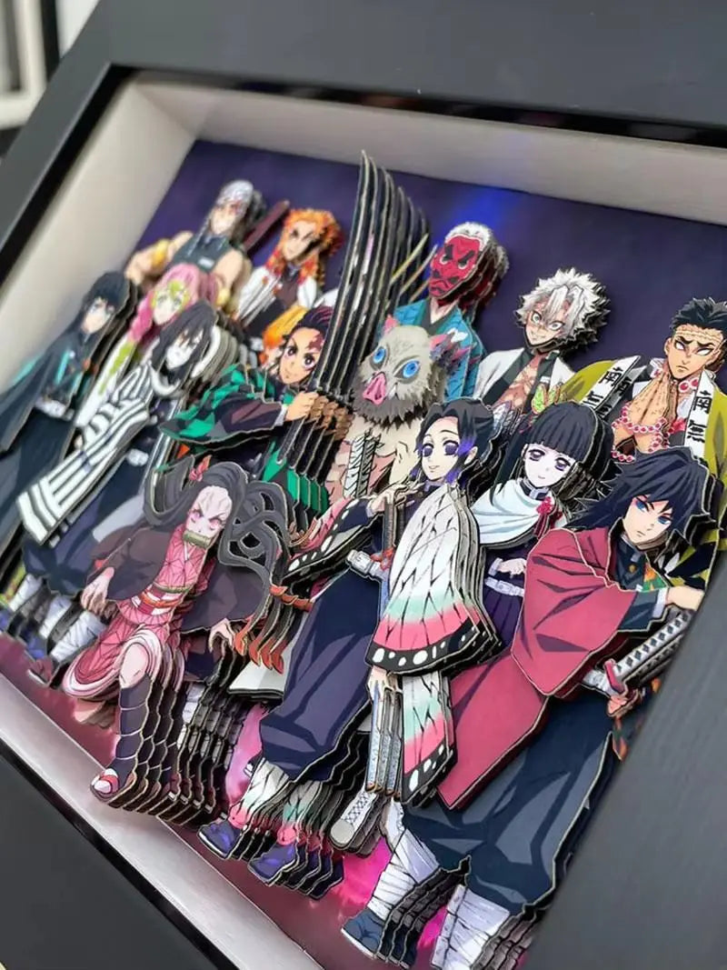 New Goods Anime Demon Slayer Kamado Tanjirou Kanroji Mitsuri Cosplay 3d Stereograph Cartoon Layout Photo Frame Decorative Gifts