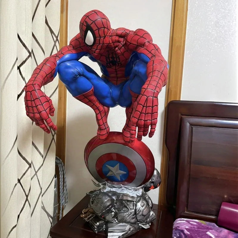 Marvel Spiderman Resin Statue Collectible Action Figure Classic Red Blue Design Home Decor Birthday Gift For Comic Movie Fans