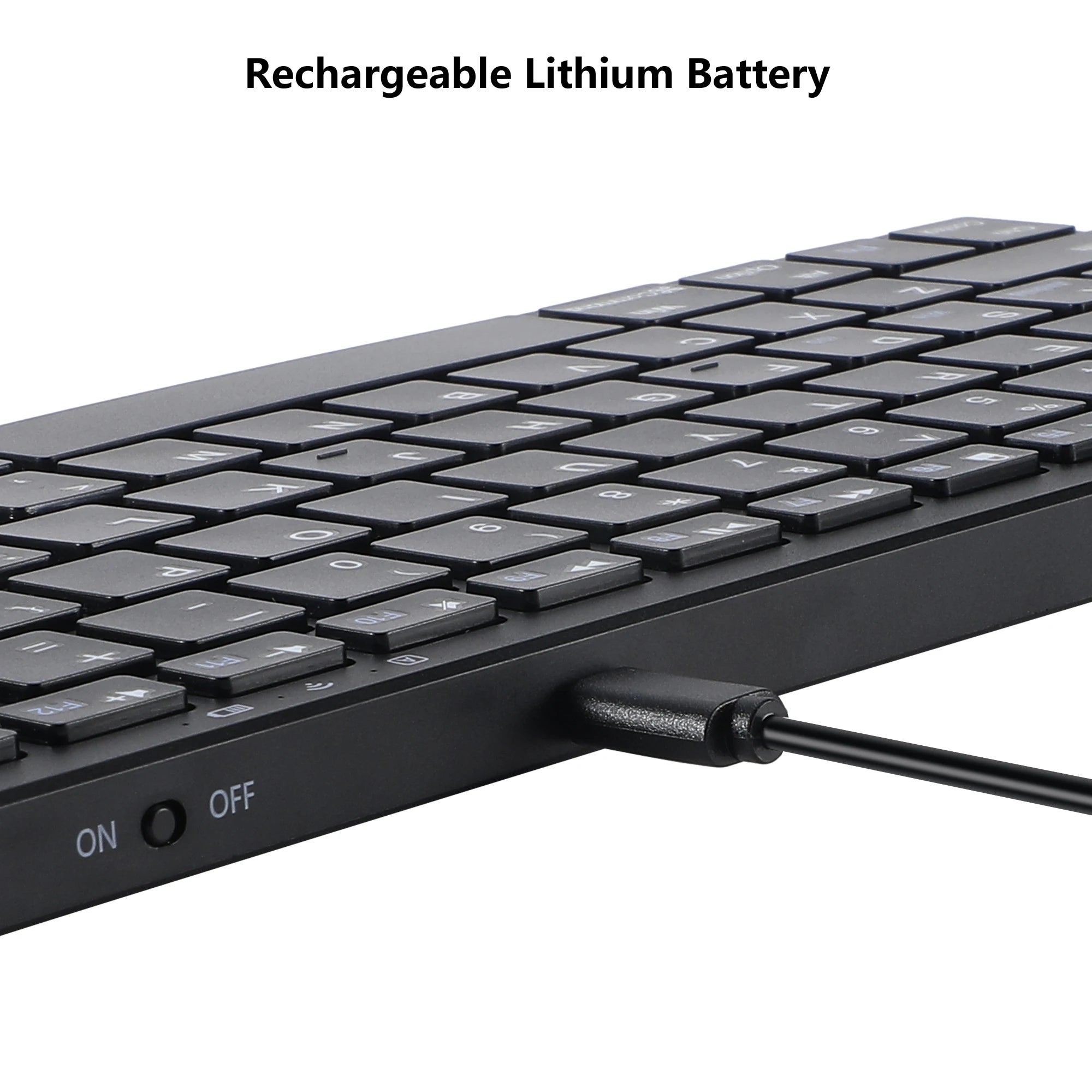Ultra-thin Bluetooth Keyboard, Rechargeable Wireless Keyboard for iPad Pro Mini Air Tablet, iPhone, Samsung, Android Smartphone