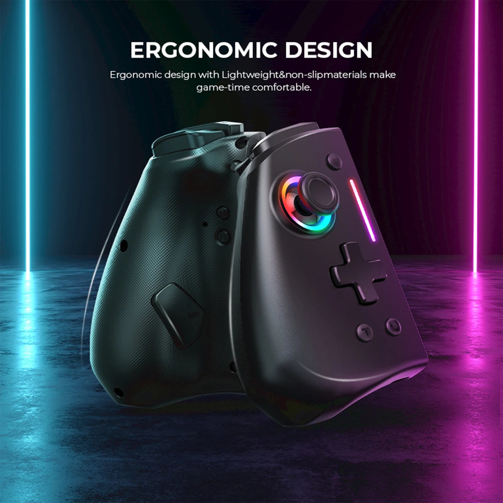 NYXI Hyperion Ergonomic Design Wireless Game Controller Black Gamepad with RGB Lights for Nintendo Switch