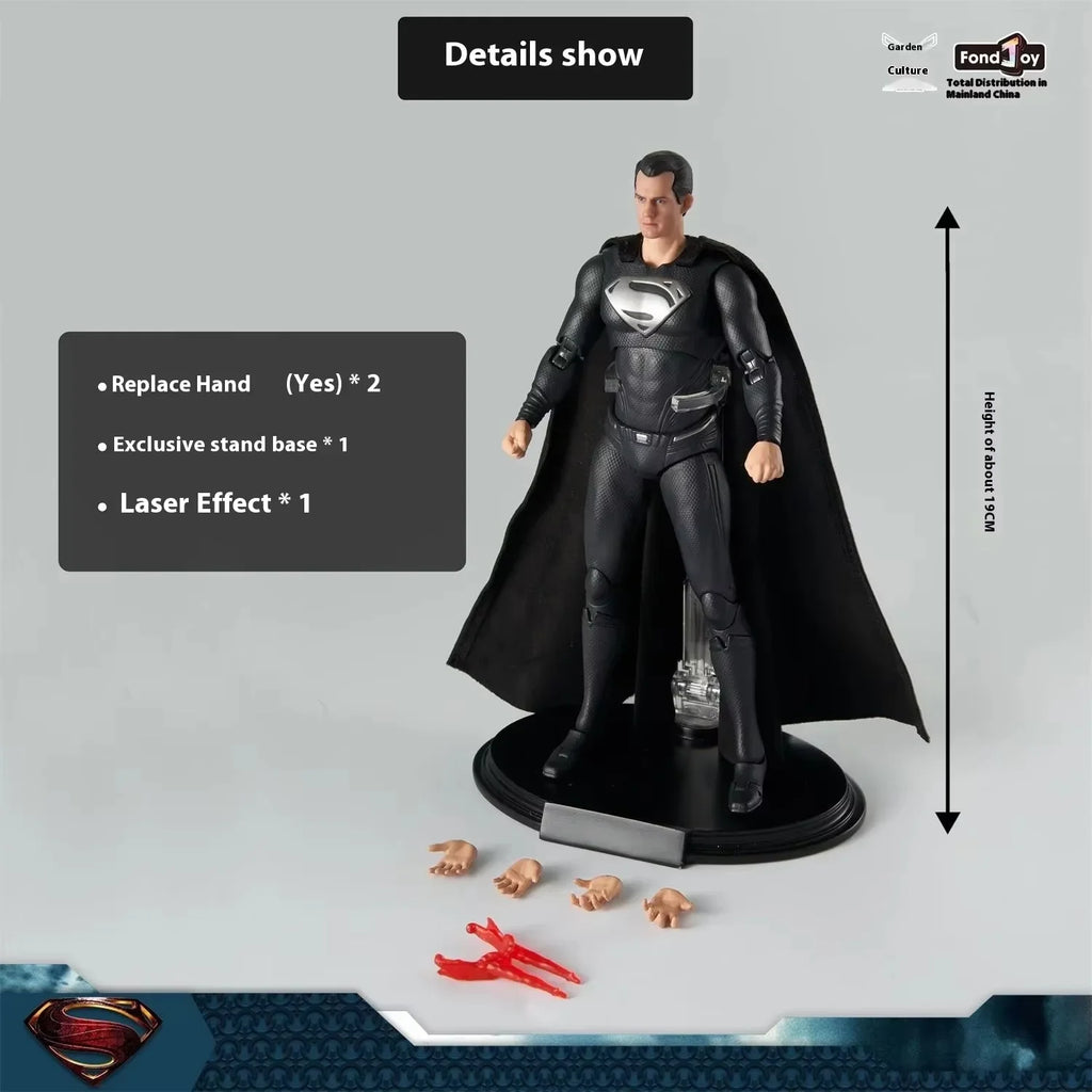Original Fondjoy Dc Authentic Authorization Justice League 1/9 Black Superman Handmade Joint Moving Dolls Models Toys Gifts
