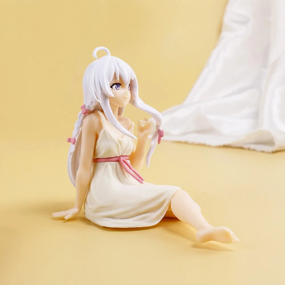 New Anime Wandering Witch: The Journey Elaina Figure PVC Pajama sitting posture Model Toys Computer central control pendant