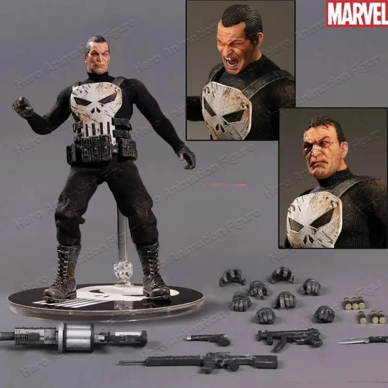 In Stock Marvel 1/12 Mezco Ant Punisher Sdcc Boo Bu Movable 6 Inch Figure Model White Punishment Uncle Skeleton Carving Toy
