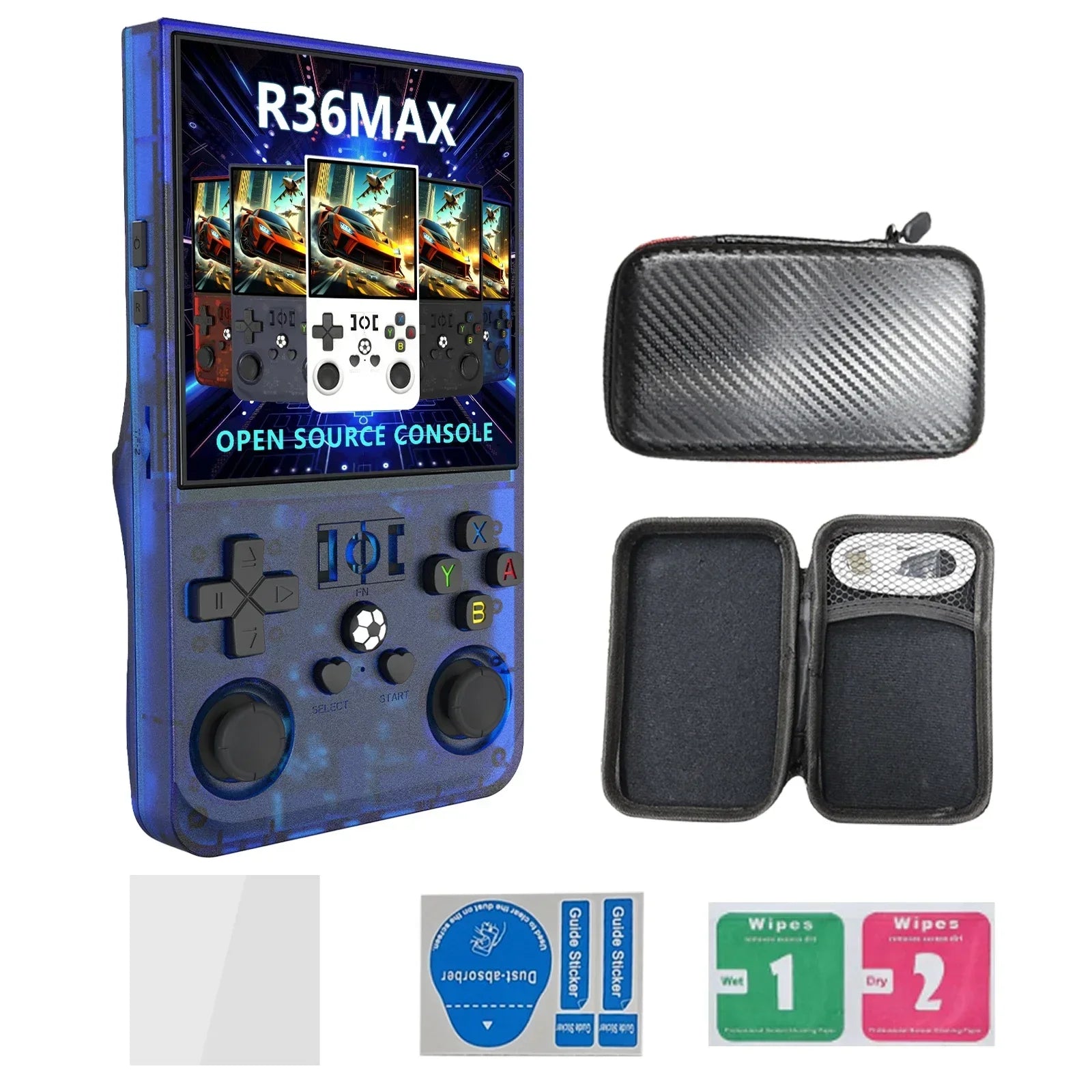 R36 Max Console 4inch IPS Screen Handheld Game Players Open Source Console Retro Pocket Video Player 64G/128G Up to 22000+ Games