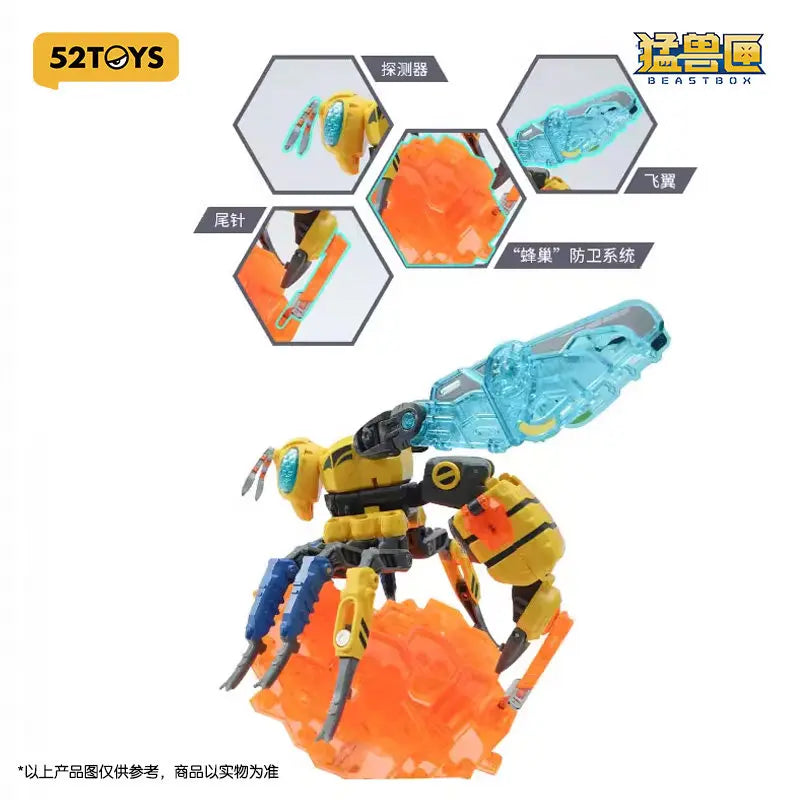 52TOYS BEASTBOX BB-38 Blast Hornet Deformable Robot Action Figure Transformation Toy Collectible Mecha Model Gift for Boys Fans
