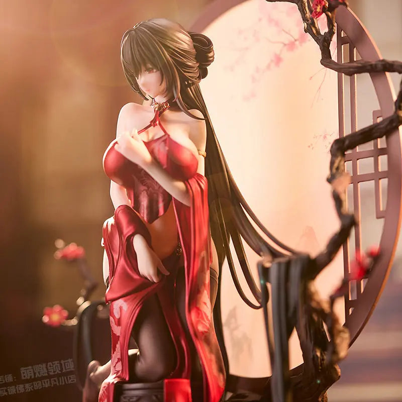 BearPanda National Style Anniversary Edition Falling Red 1/6 Cute Action Anime Figure Model with Hanfu Cheongsam and Screen
